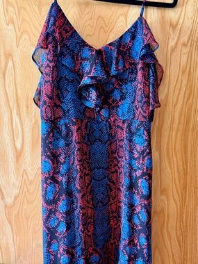 INC International Concepts Snake Ruffle Cold-Shoulder Midi/Maxi Dress - Size 6